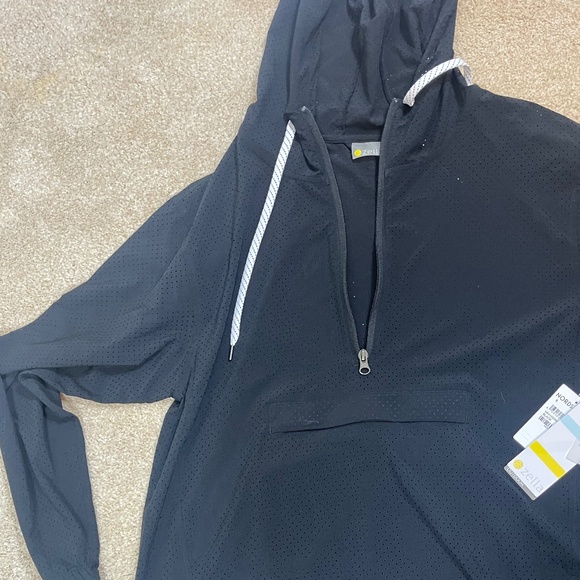 Zella lightweight mesh fabric swimsuit coverup NWT  with hood - Picture 2 of 7